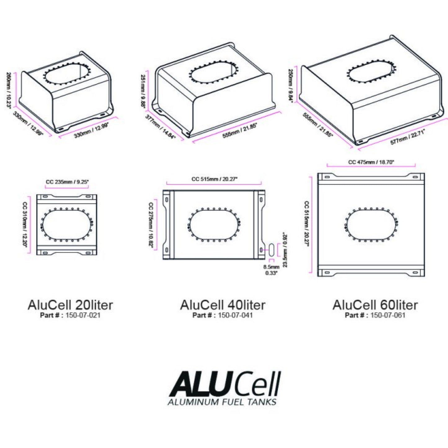 Aluminium Fuel Cell / AluCell 40 Liter with integrated surge tank | Nuke Performance